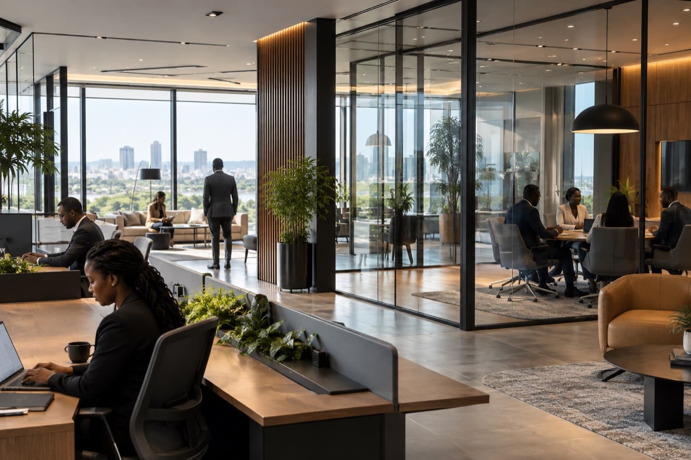 Modern corporate office representing connected workplace infrastructure